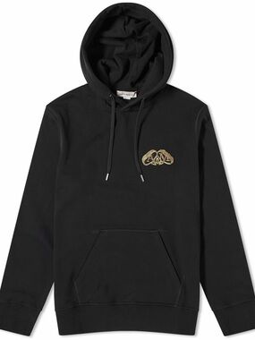 Alexander McQueen Men's Gold Logo Hoodie in Black